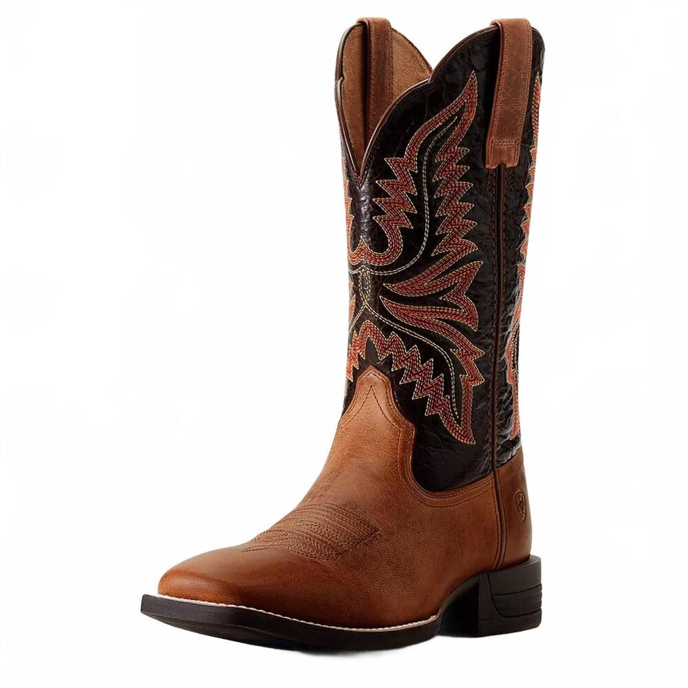 NEW ARIAT men's brush creek cowboy boots in mesa tan/thunder brown